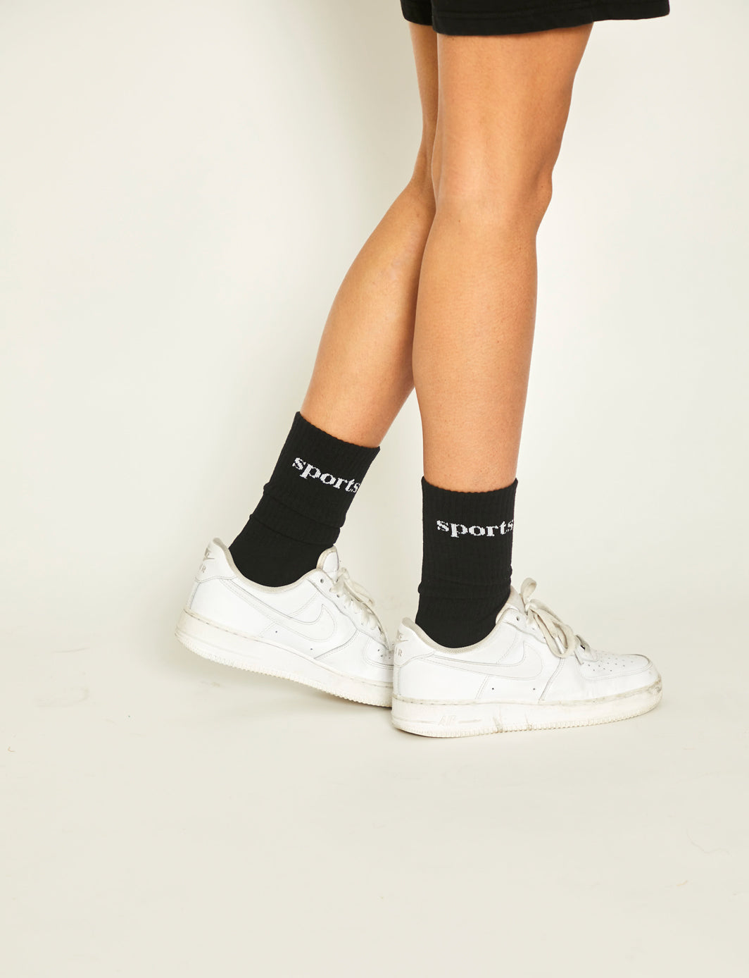Sports Socks - Black with White Text