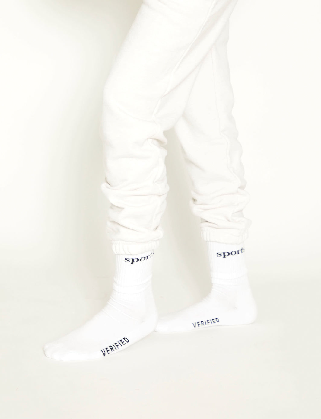 Sports Socks - White with Black Text